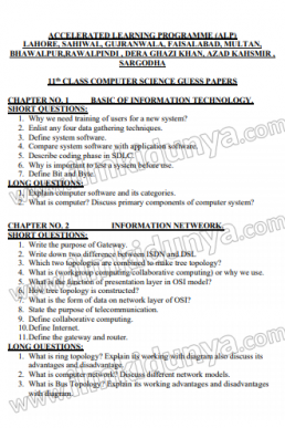 1st Year ICS Computer Science Guess Paper 2021 | ICS Past Papers