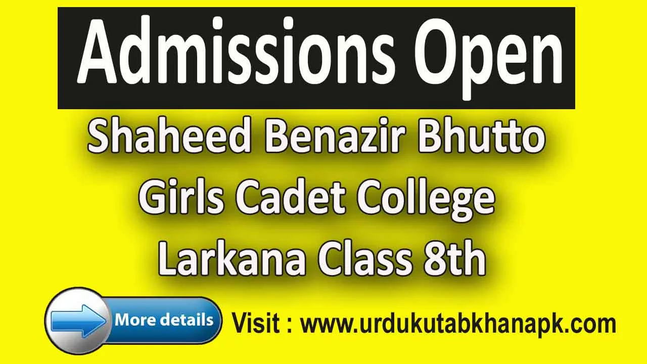 Entry Test In Shaheed Benazir Bhutto Girls Cadet College Larkana Class 8th